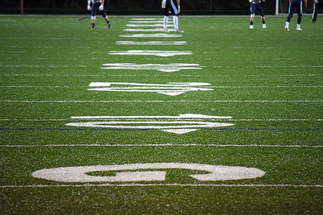 Goal line on football field