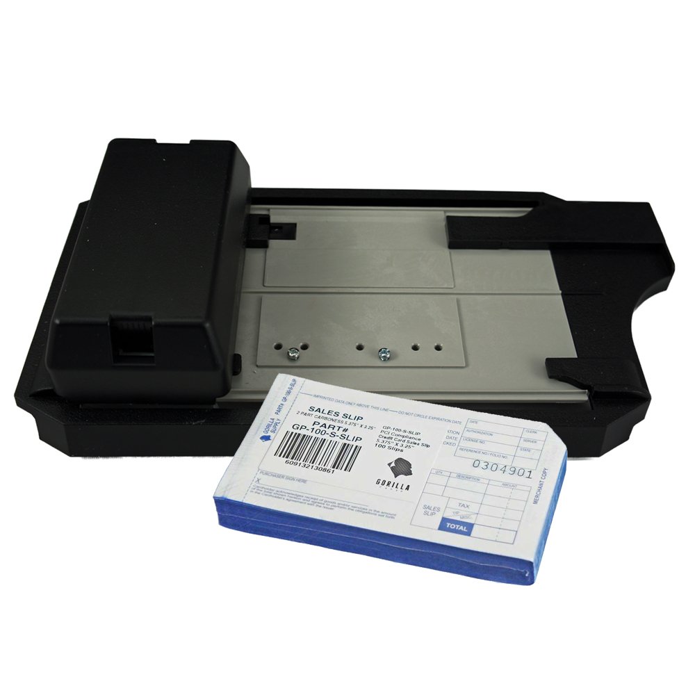 photo of manual credit card imprinter